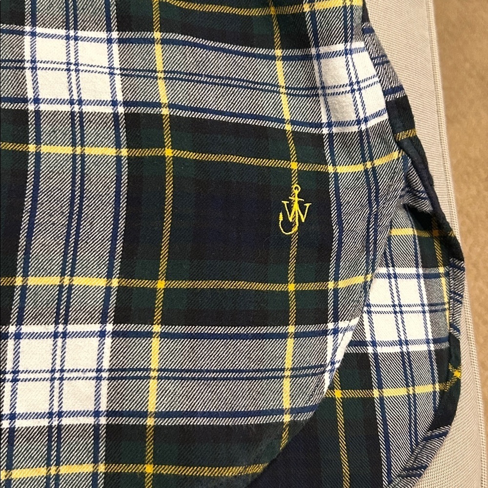 JW ANDERSON UNIQLO Western Half Button Plaid Flannel Shirt Mens Size M - Picture 4 of 12